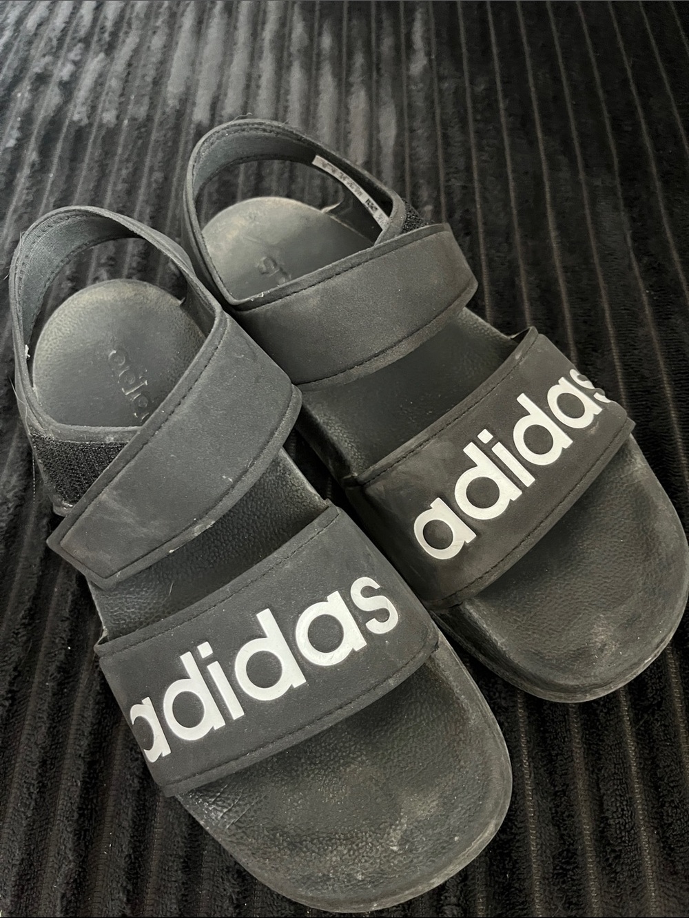 Adidas Black Velcro Strap Sandals